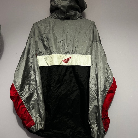Rare 90s Fox Honda Black and Gray Mesh-Lined Windbreaker - Picture 2 of 7